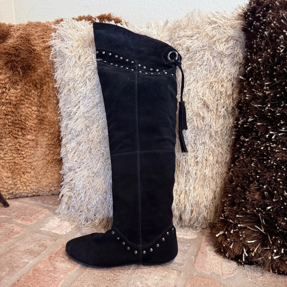 Vintage STEAMPUNK Suede Studded Over Knee Boots